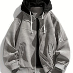 Jacke Herren schwarz mit Kapuze und praktischen Taschen - 7 - Atelier-Zofia