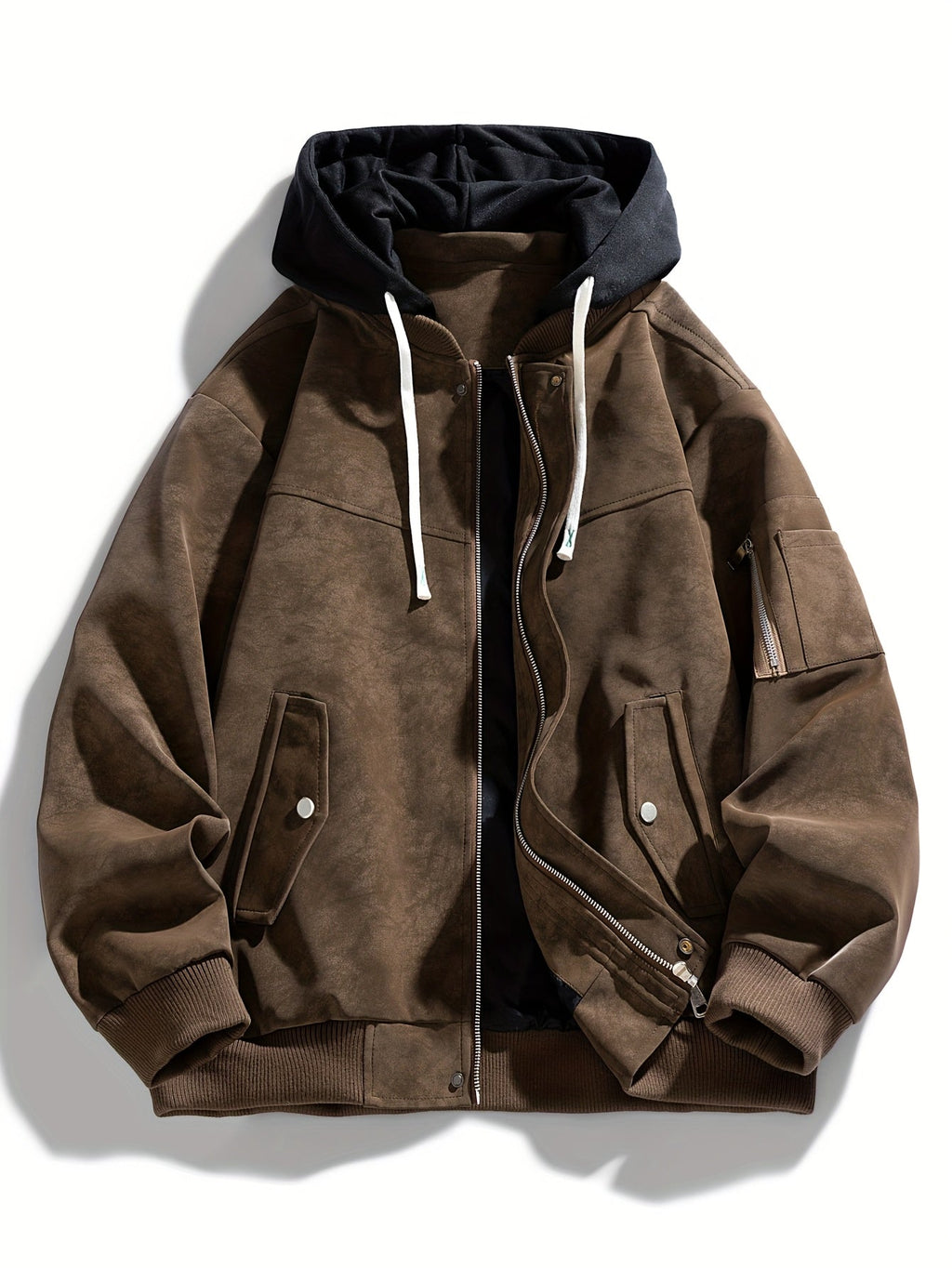 Jacke Herren schwarz mit Kapuze und praktischen Taschen - 12 - Atelier-Zofia