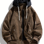 Jacke Herren schwarz mit Kapuze und praktischen Taschen - 14 - Atelier-Zofia