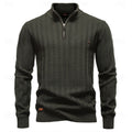 Pullover Herren olivgrün mit Stehkragen und Reißverschluss - 1 - Atelier-Zofia