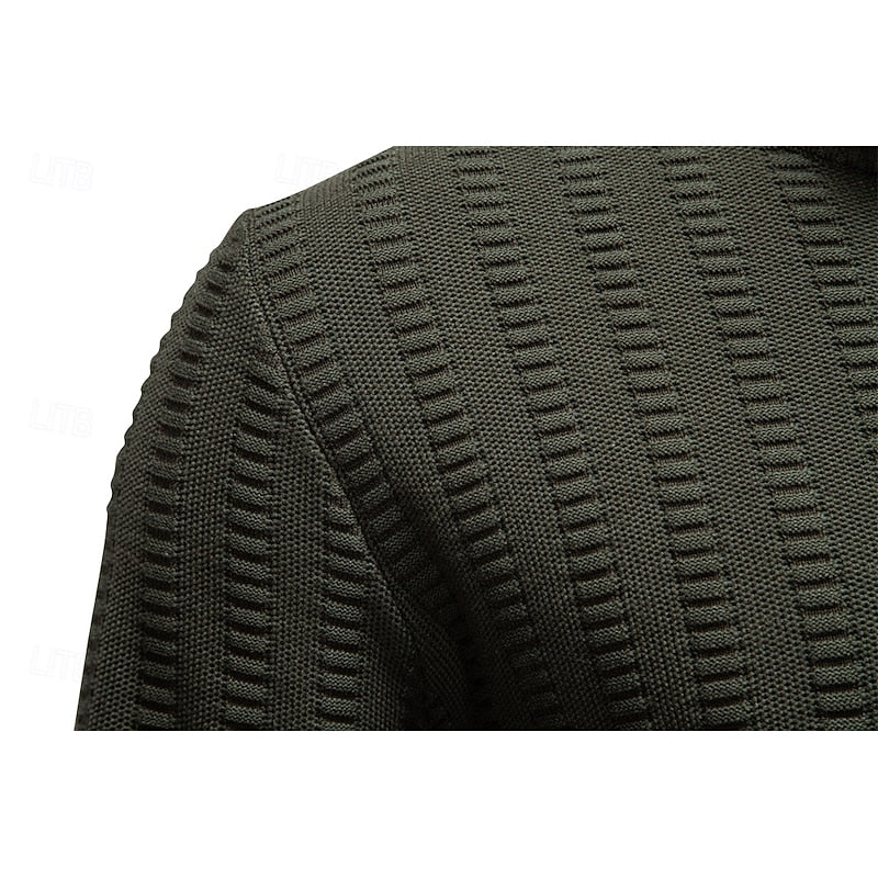 Pullover Herren olivgrün mit Stehkragen und Reißverschluss - 5 - Atelier-Zofia
