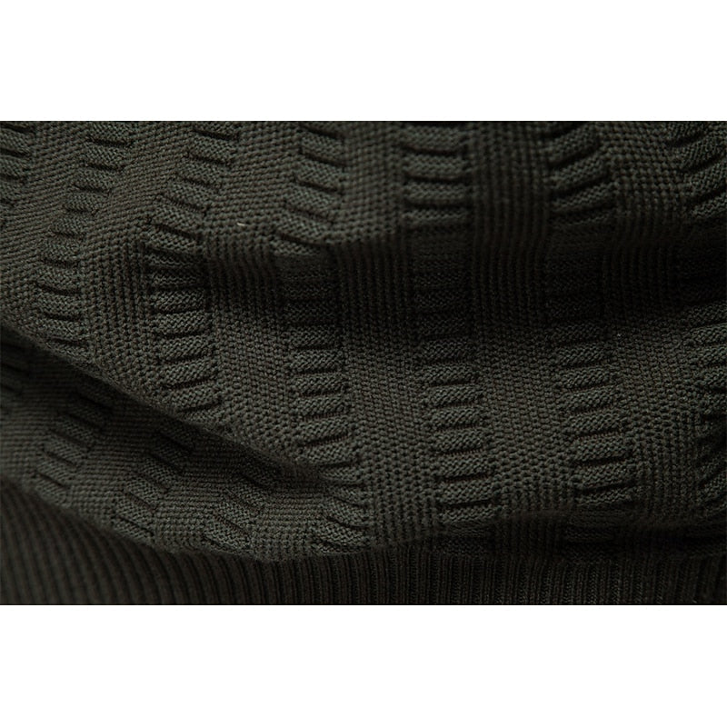 Pullover Herren olivgrün mit Stehkragen und Reißverschluss - 9 - Atelier-Zofia