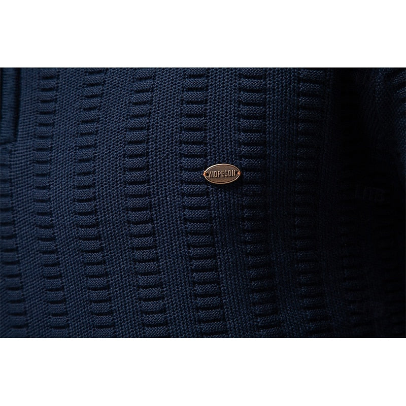 Pullover Herren olivgrün mit Stehkragen und Reißverschluss - 13 - Atelier-Zofia