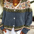 Cardigan Damen blau mit knöpfen und grafischem Muster - 1 - Atelier-Zofia