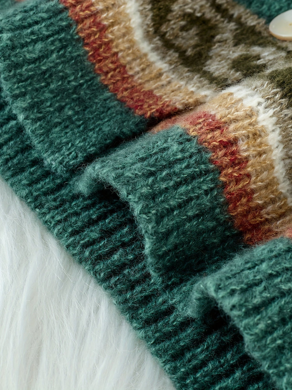 Cardigan Damen blau mit knöpfen und grafischem Muster - 8 - Atelier-Zofia