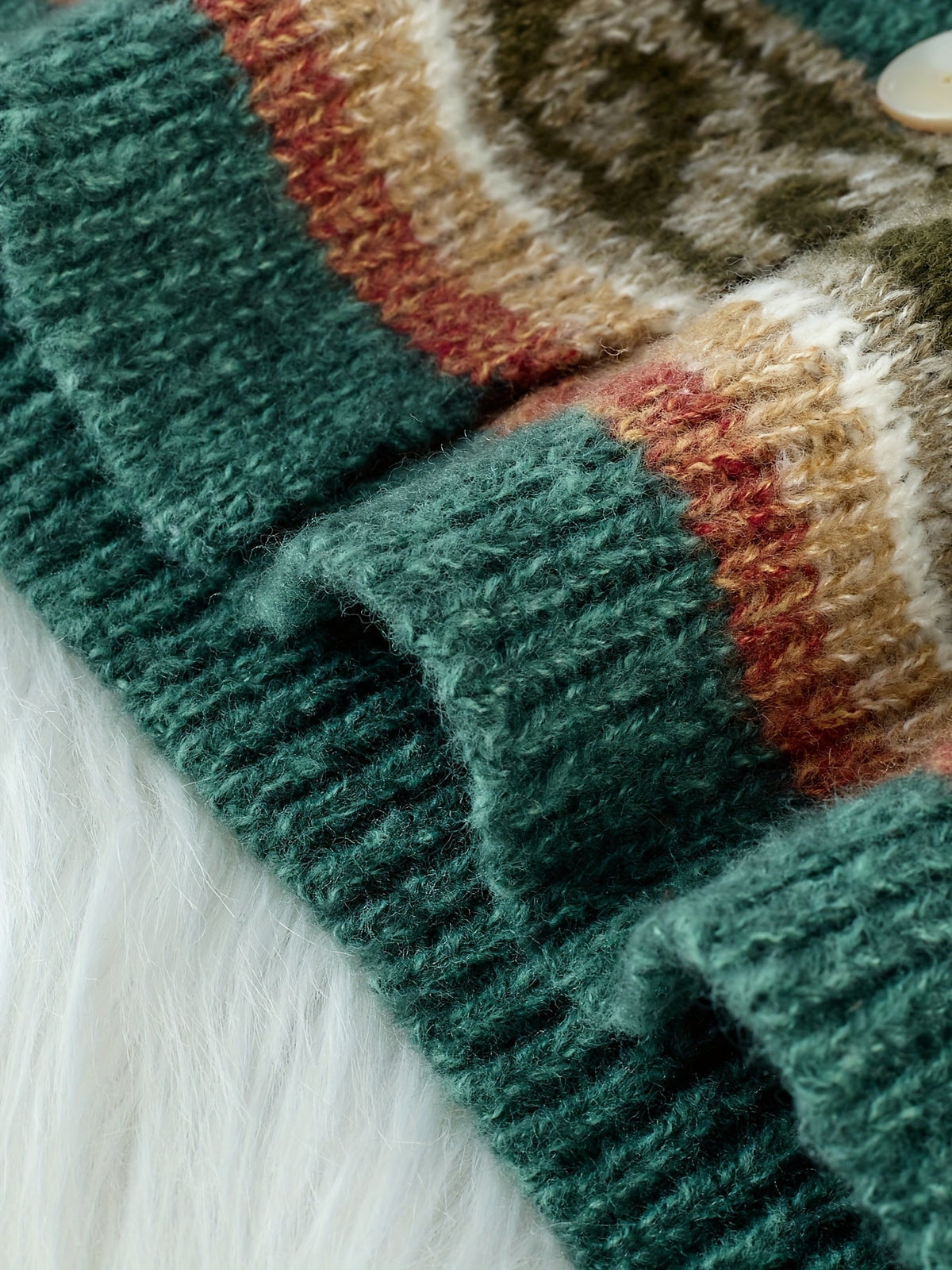 Cardigan Damen blau mit knöpfen und grafischem Muster - 8 - Atelier-Zofia