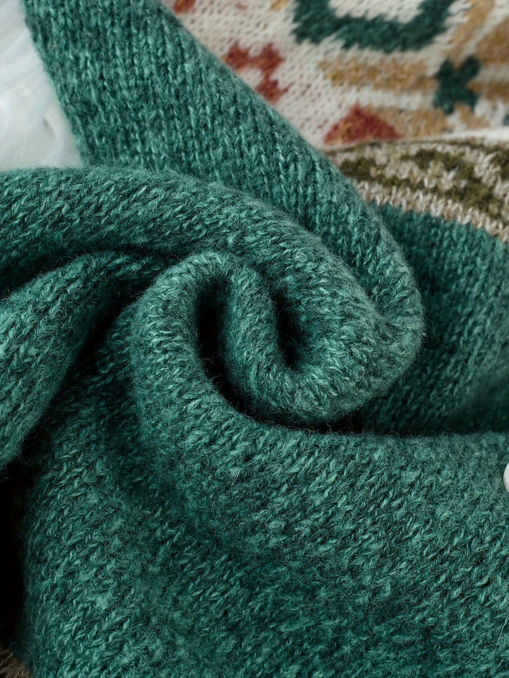 Cardigan Damen blau mit knöpfen und grafischem Muster - 9 - Atelier-Zofia