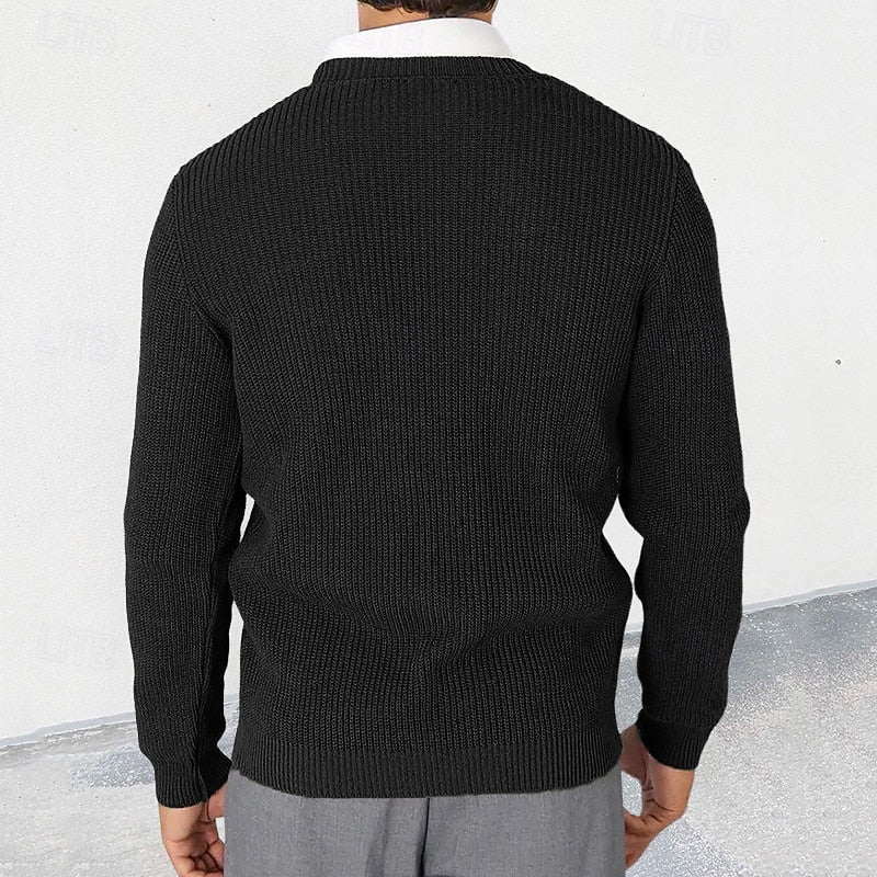 Cardigan Herren schwarz figurbetont mit V-Ausschnitt und Knöpfen - 3 - Atelier-Zofia