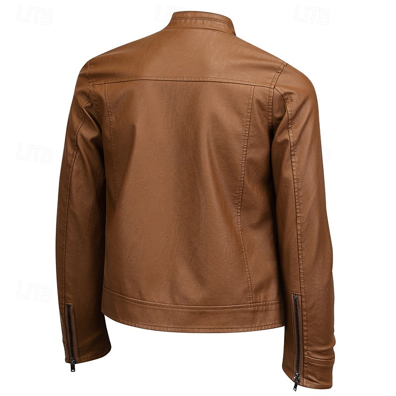 Lederjacke Herren schwarz tailliert mit Stehkragen und Reißverschlüssen - 3 - Atelier-Zofia