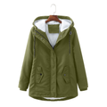 Damen Winterjacke olivgrün mit Kapuze und seitlichen Taschen - 1 - Atelier-Zofia