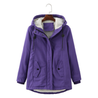 Damen Winterjacke olivgrün mit Kapuze und seitlichen Taschen - 3 - Atelier-Zofia