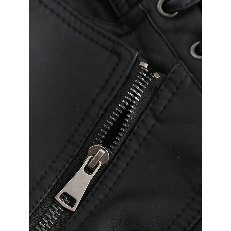 Bikerjacke Damen schwarz figurbetont mit Reißverschluss und Steppdetails - 6 - Atelier-Zofia
