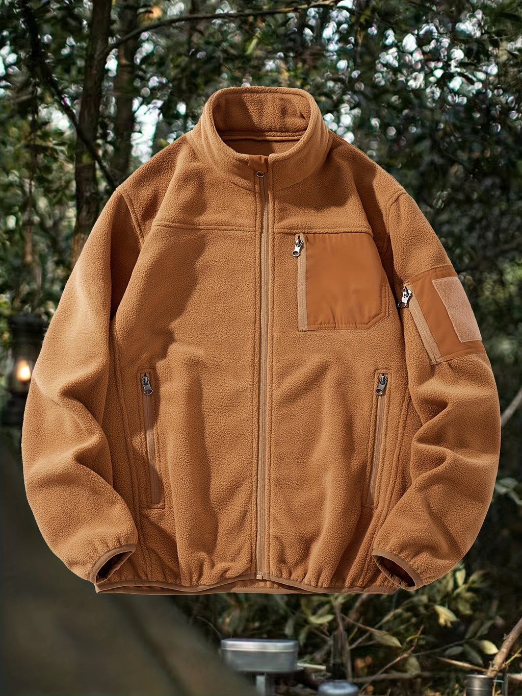 Jacke Herren braun tailliert mit Stehkragen und praktischen Taschen - 4 - Atelier-Zofia