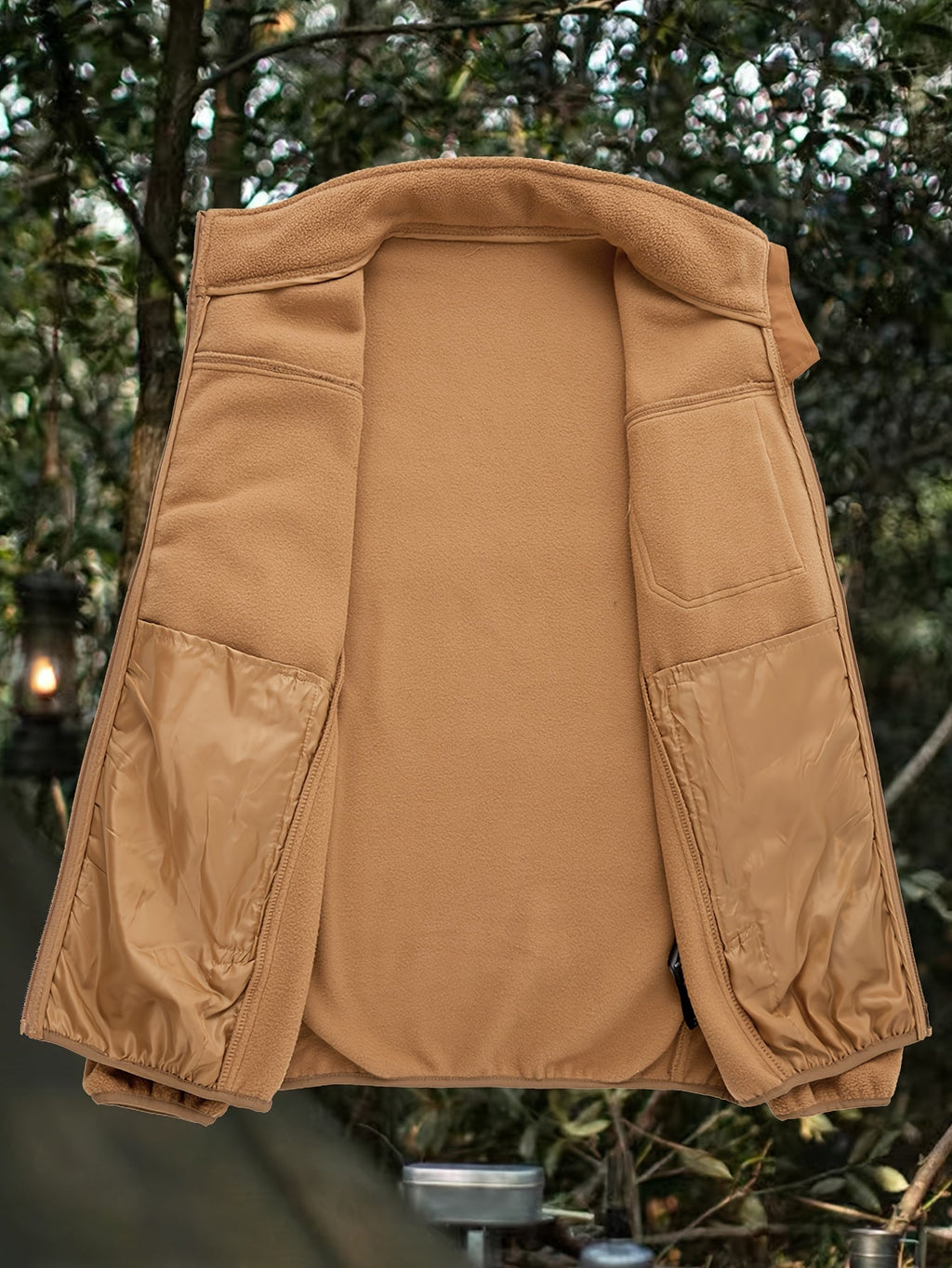 Jacke Herren braun tailliert mit Stehkragen und praktischen Taschen - 6 - Atelier-Zofia