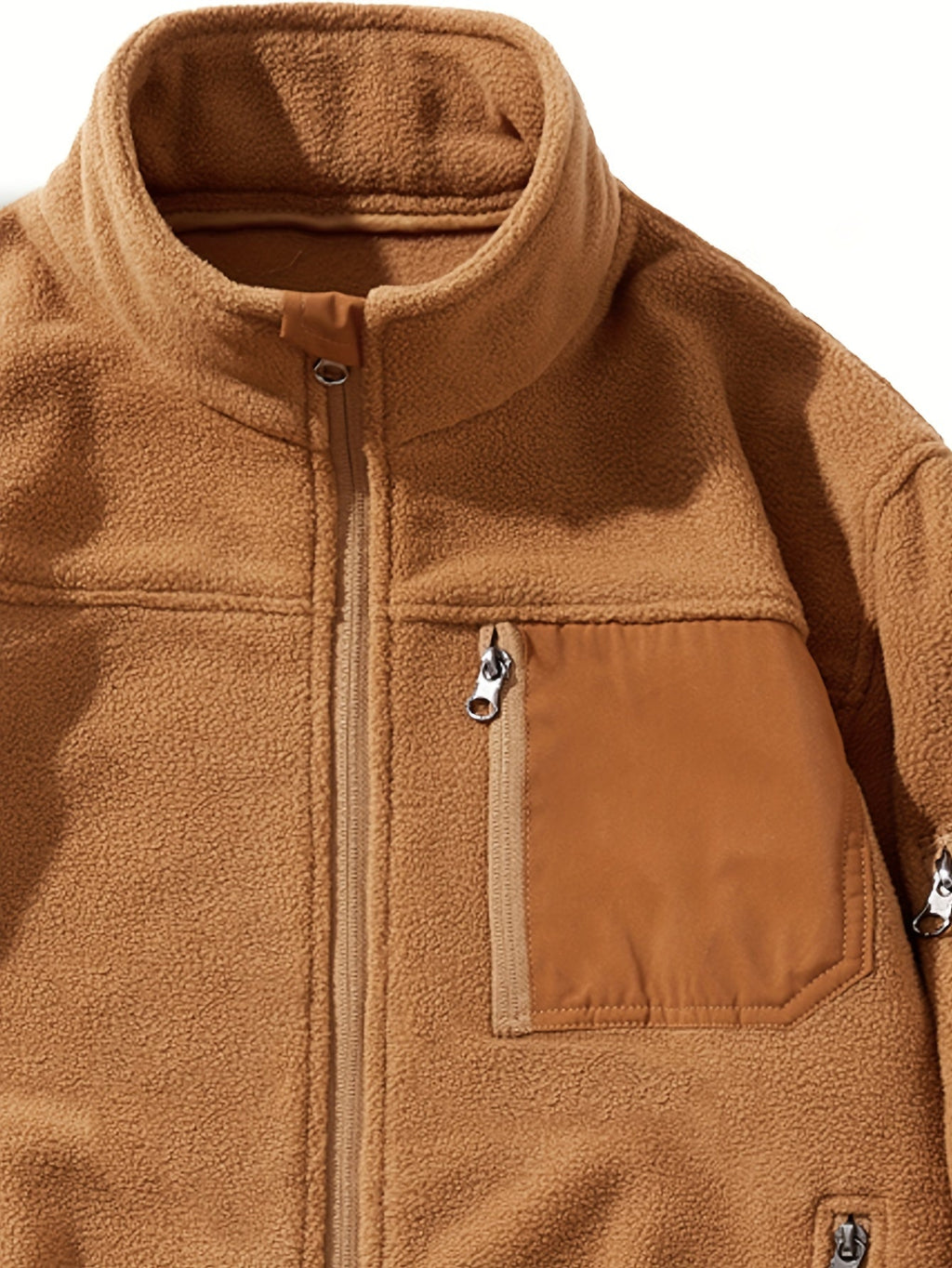 Jacke Herren braun tailliert mit Stehkragen und praktischen Taschen - 7 - Atelier-Zofia