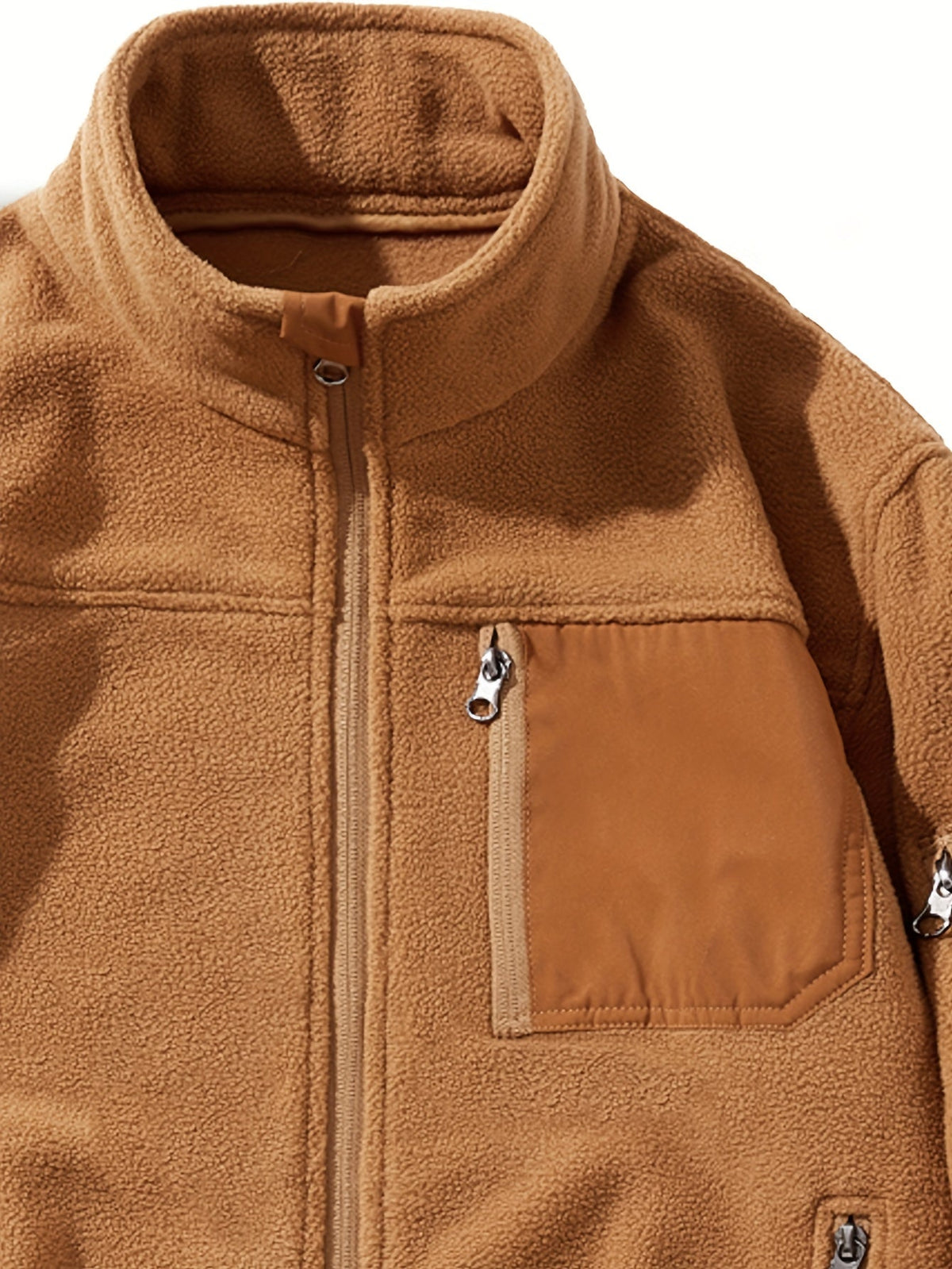 Jacke Herren braun tailliert mit Stehkragen und praktischen Taschen - 7 - Atelier-Zofia