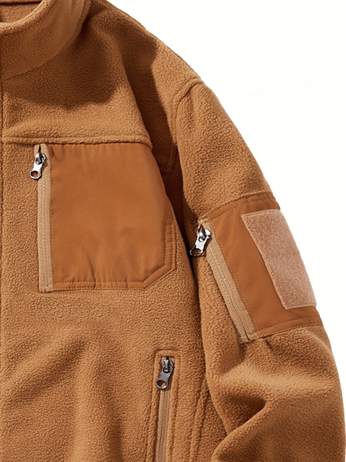 Jacke Herren braun tailliert mit Stehkragen und praktischen Taschen - 9 - Atelier-Zofia