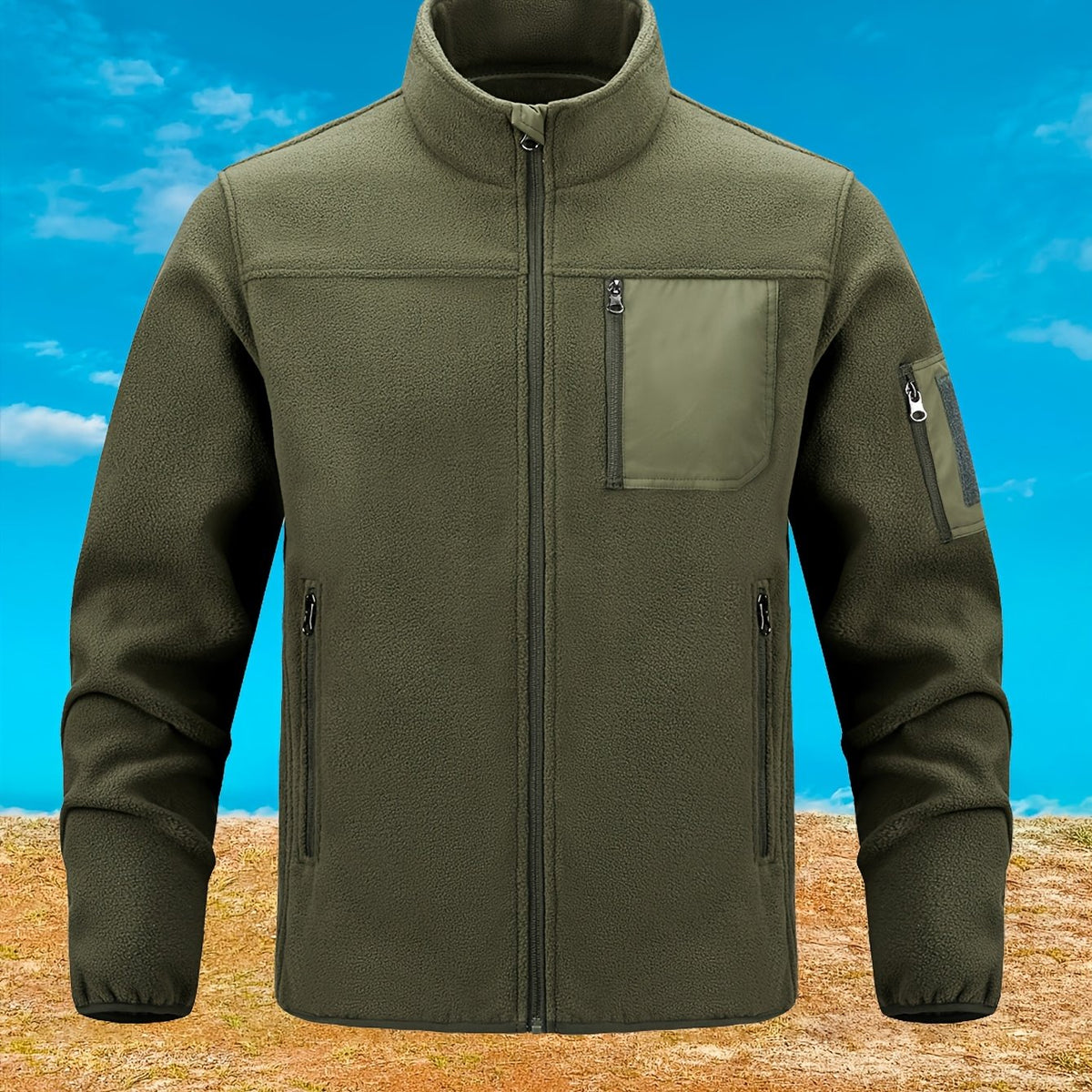 Jacke Herren braun tailliert mit Stehkragen und praktischen Taschen - 10 - Atelier-Zofia