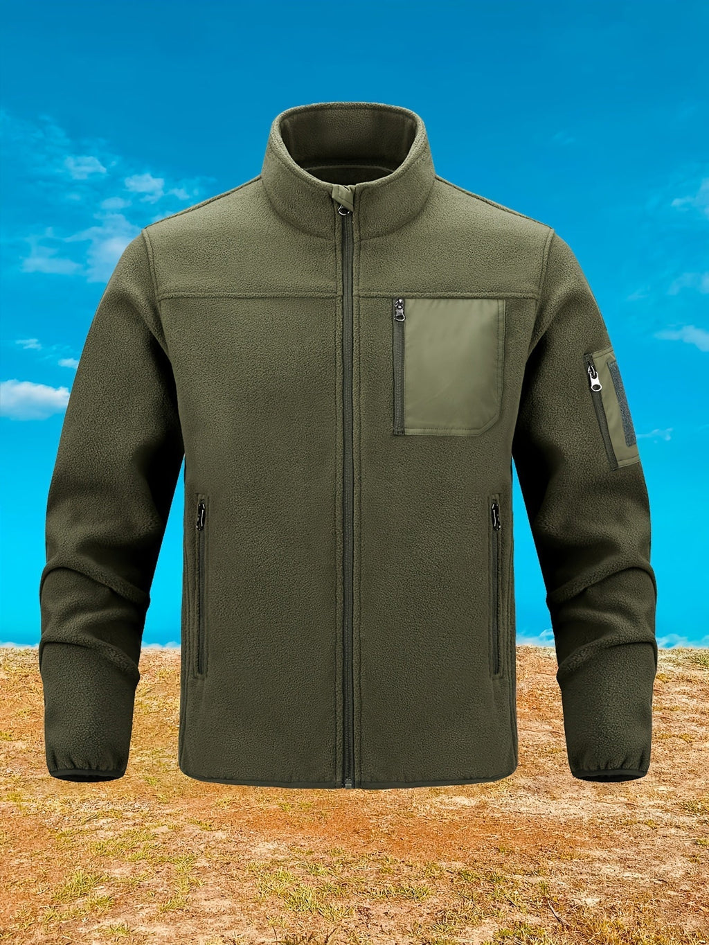 Jacke Herren braun tailliert mit Stehkragen und praktischen Taschen - 11 - Atelier-Zofia