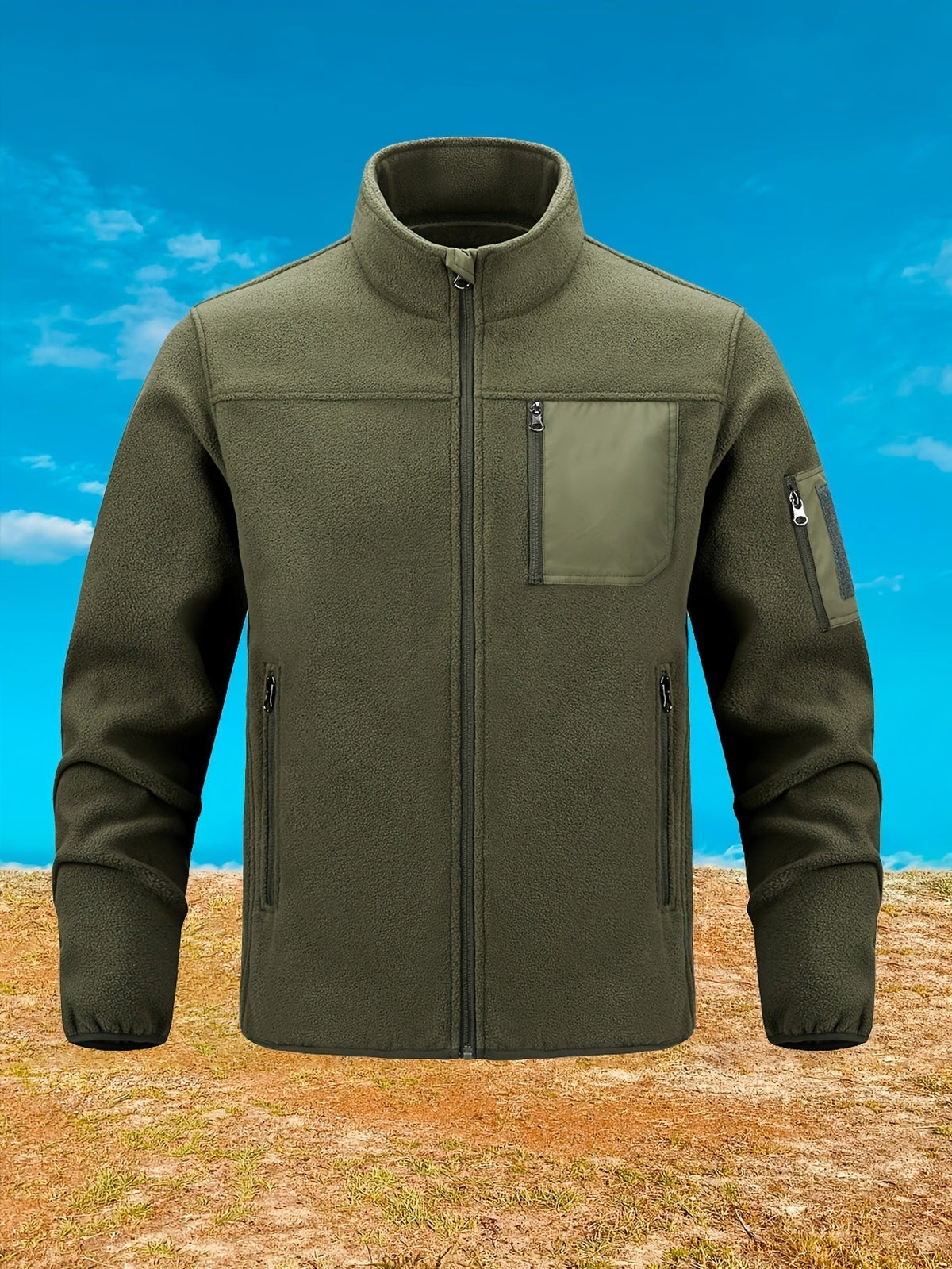 Jacke Herren braun tailliert mit Stehkragen und praktischen Taschen - 11 - Atelier-Zofia