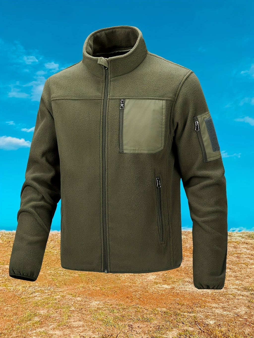 Jacke Herren braun tailliert mit Stehkragen und praktischen Taschen - 12 - Atelier-Zofia