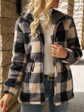 Jacke Damen schwarz-beige mit tailliertem Schnitt und Kapuze - 1 - Atelier-Zofia