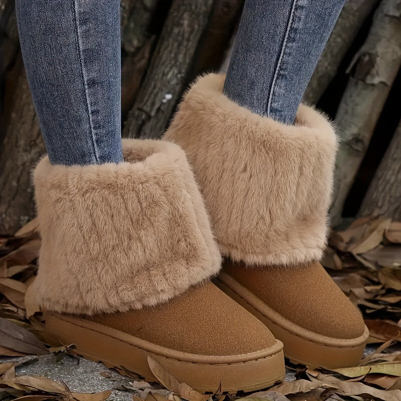 Damen Boots beige mit kuscheligem Innenfutter und hohem Schaft - 2 - Atelier-Zofia
