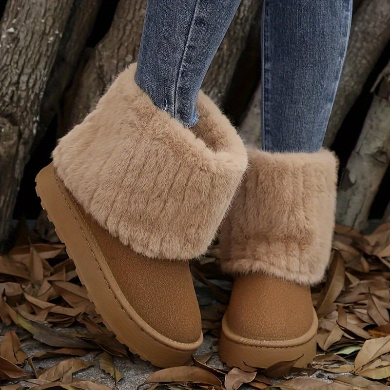 Damen Boots beige mit kuscheligem Innenfutter und hohem Schaft - 5 - Atelier-Zofia
