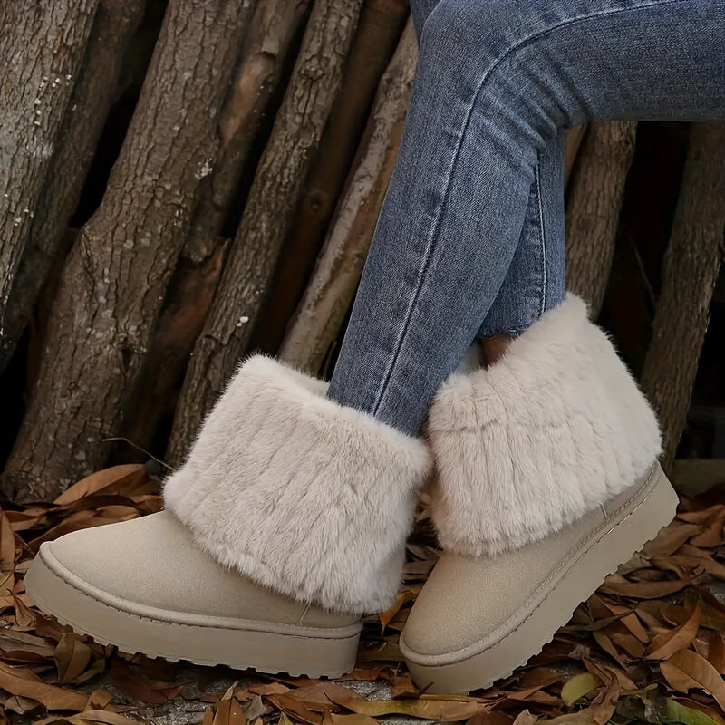 Damen Boots beige mit kuscheligem Innenfutter und hohem Schaft - 6 - Atelier-Zofia