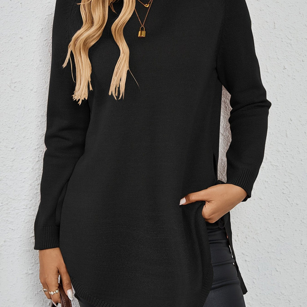 Pullover Damen dunkelrot mit seitlichen Bändern und langen Ärmeln - 23 - Atelier-Zofia