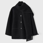 Jacke Damen schwarz weit mit Taschen und Fransen - 8 - Atelier-Zofia