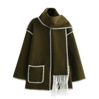 Jacke Damen schwarz weit mit Taschen und Fransen - 9 - Atelier-Zofia