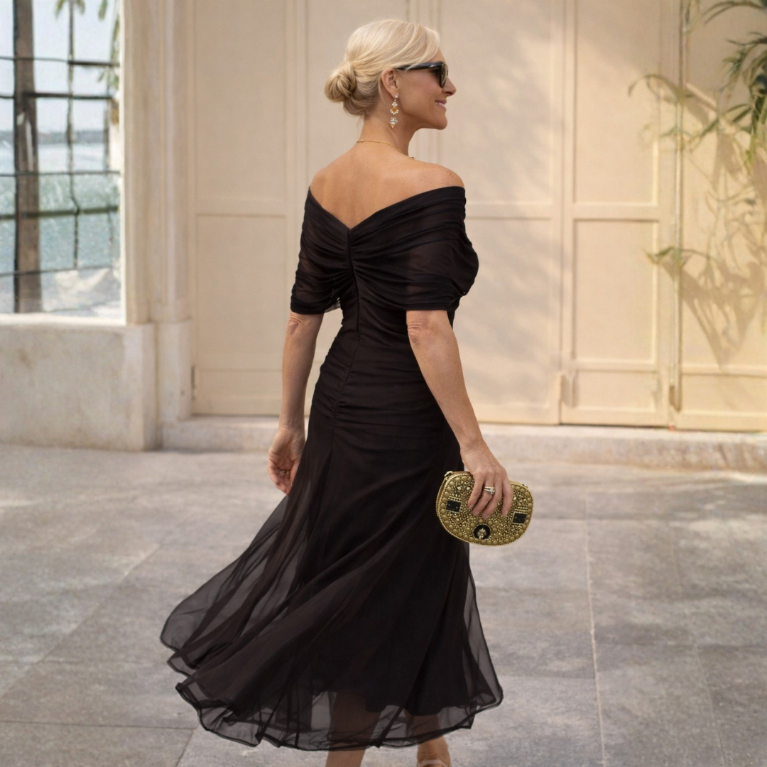 Maxikleid Damen grün figurbetont mit V-Ausschnitt und kurzen Ärmeln - 15 - Atelier-Zofia