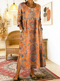 Maxikleid Damen orange weit mit Seitenschlitzen und Taschen - 1 - Atelier-Zofia