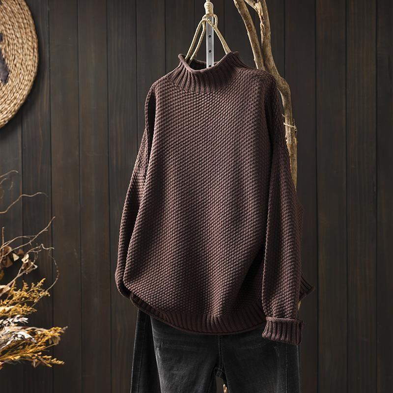 Pullover Damen schwarz weit mit Stehkragen - 1 - Atelier-Zofia