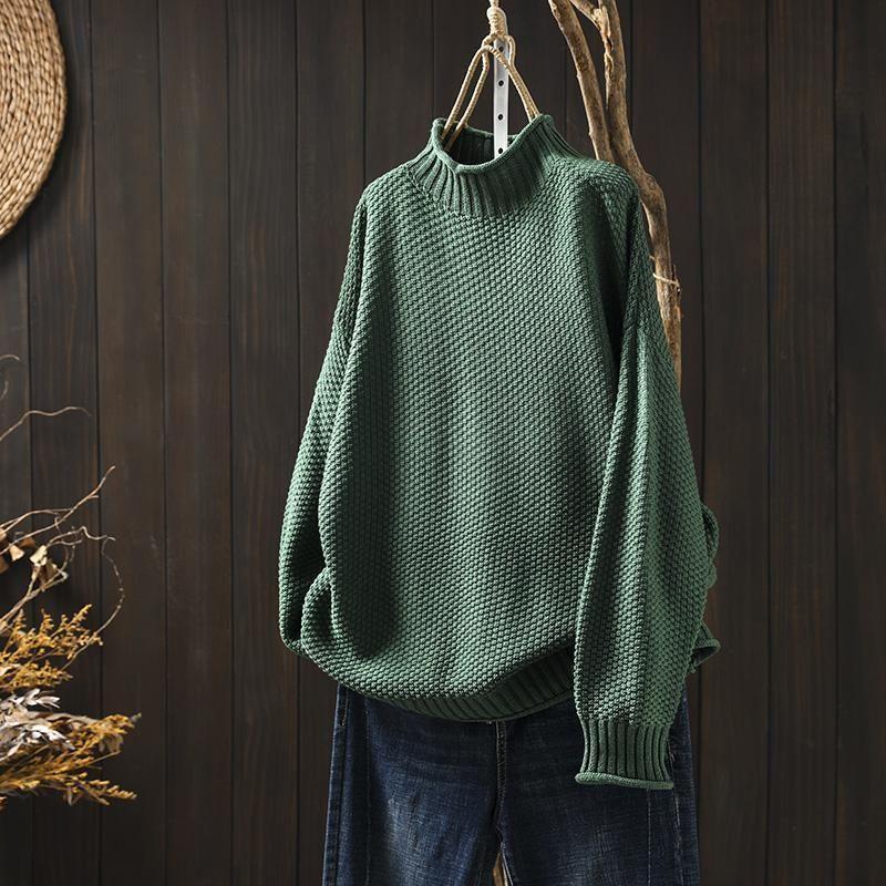 Pullover Damen schwarz weit mit Stehkragen - 3 - Atelier-Zofia