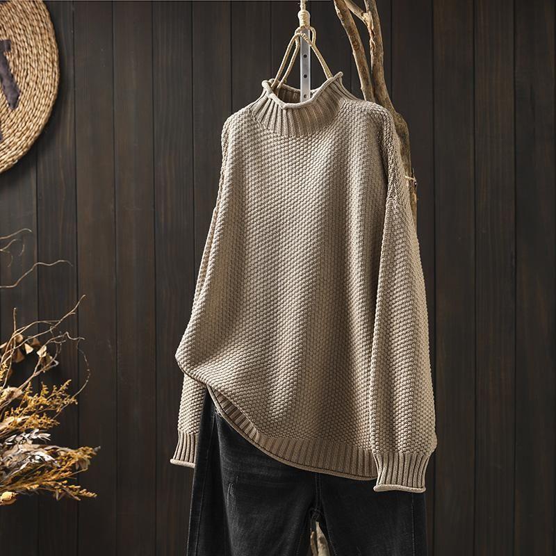 Pullover Damen schwarz weit mit Stehkragen - 4 - Atelier-Zofia