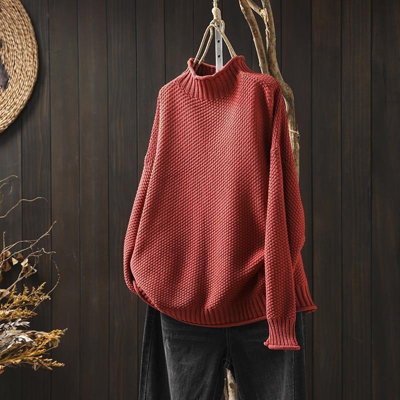 Pullover Damen schwarz weit mit Stehkragen - 5 - Atelier-Zofia