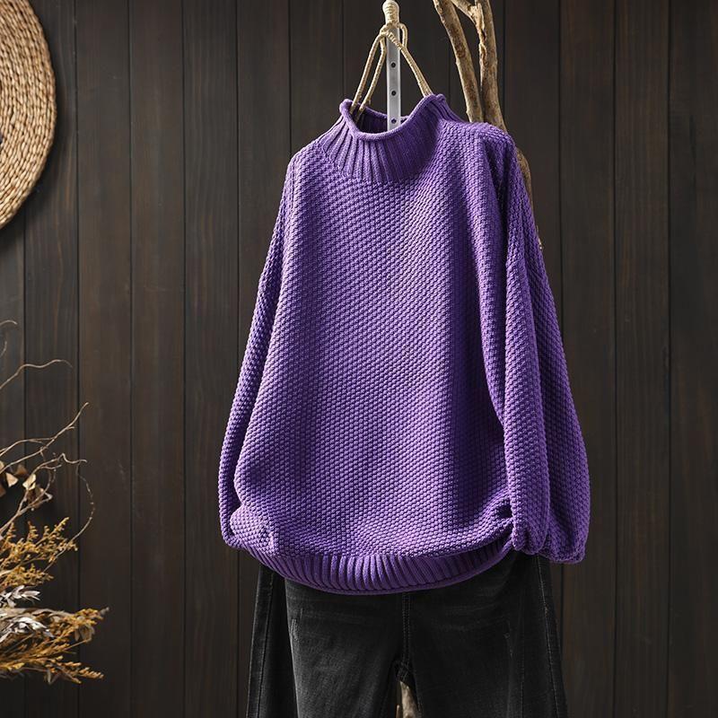 Pullover Damen schwarz weit mit Stehkragen - 6 - Atelier-Zofia