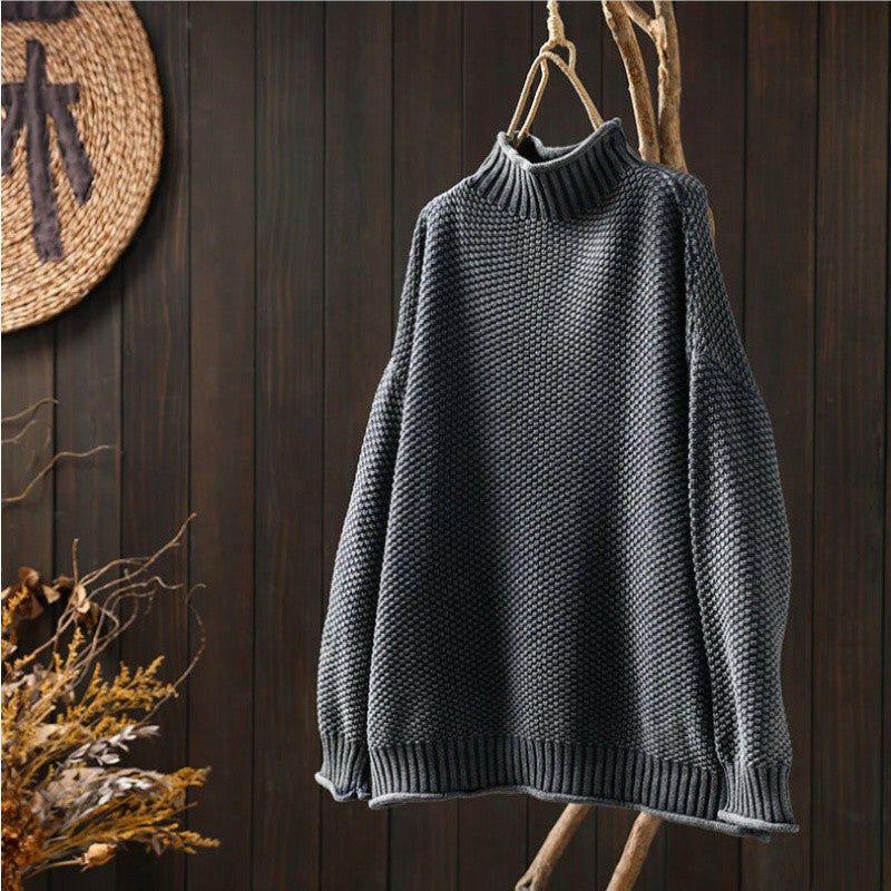 Pullover Damen schwarz weit mit Stehkragen - 7 - Atelier-Zofia