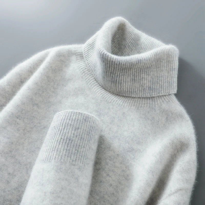 Pullover Damen beige mit lässigem Schnitt und Rollkragen - 3 - Atelier-Zofia