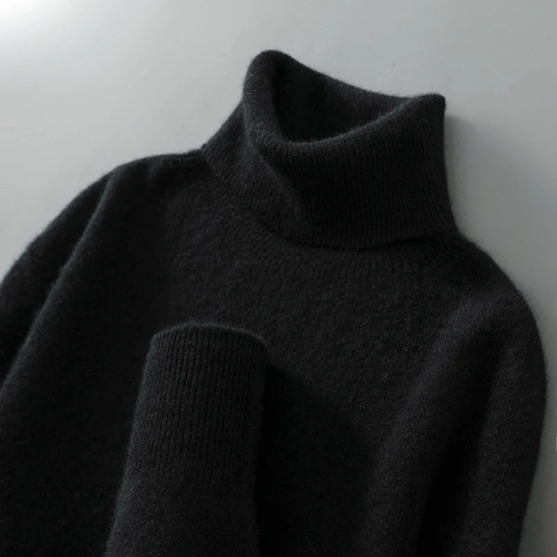 Pullover Damen beige mit lässigem Schnitt und Rollkragen - 4 - Atelier-Zofia