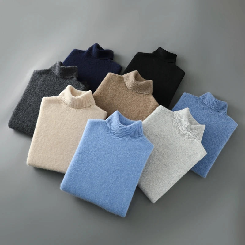 Pullover Damen beige mit lässigem Schnitt und Rollkragen - 8 - Atelier-Zofia