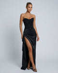 Maxikleid Damen schwarz figurbetont mit Corsagen-Oberteil - 1 - Atelier-Zofia