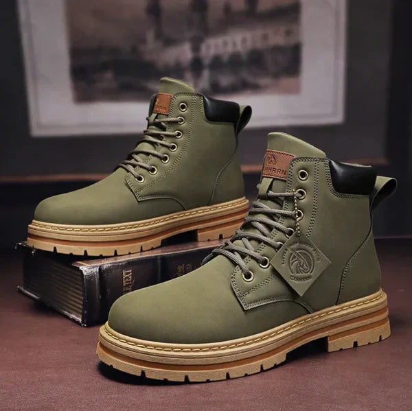 Boots Herren olivgrün mit stabiler Sohle und Schnürung - 2 - Atelier-Zofia