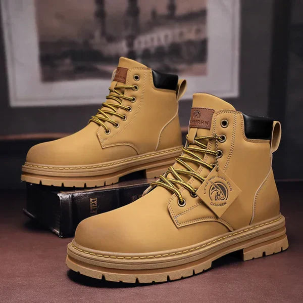 Boots Herren olivgrün mit stabiler Sohle und Schnürung - 3 - Atelier-Zofia