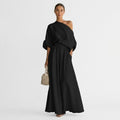 Maxikleid Damen schwarz figurbetont mit schulterfreiem Design - 1 - Atelier-Zofia