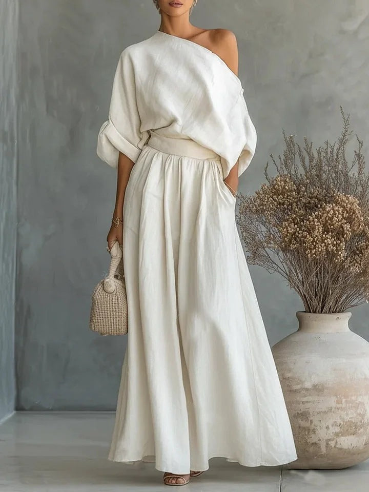 Maxikleid Damen schwarz figurbetont mit schulterfreiem Design - 2 - Atelier-Zofia