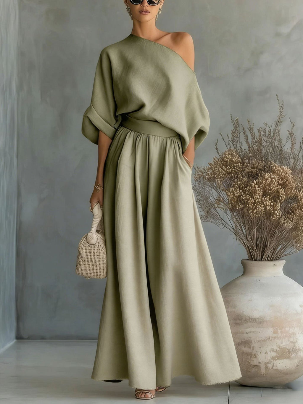 Maxikleid Damen schwarz figurbetont mit schulterfreiem Design - 6 - Atelier-Zofia