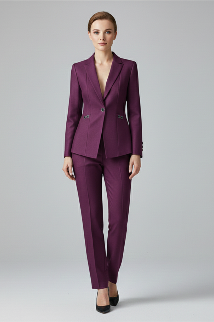Outfit Damen grün tailliert mit Ein-Knopf-Blazer und geraden Hosen - 7 - Atelier-Zofia